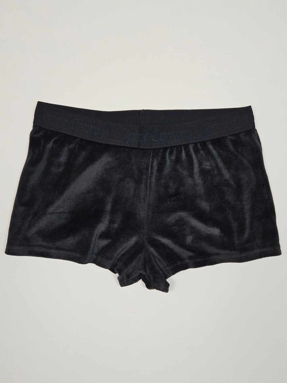Juicy Couture Black Velour Sleep Shorts Rhinestone Logo Size Medium